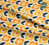 Geometrik Yaprak Çiçek Desenli Dijital Baskılı Kumaş